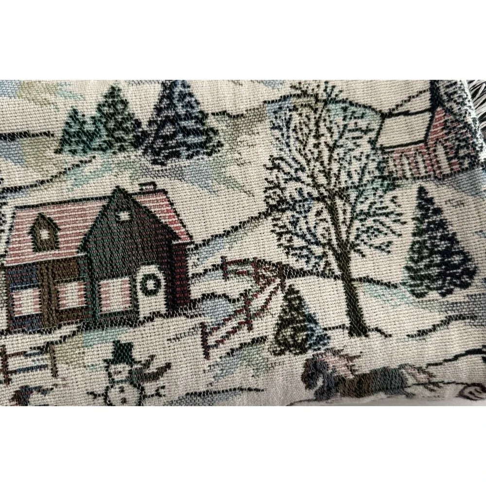 Winter Village Horse tapestry throw Coming Home 100% cotton 67